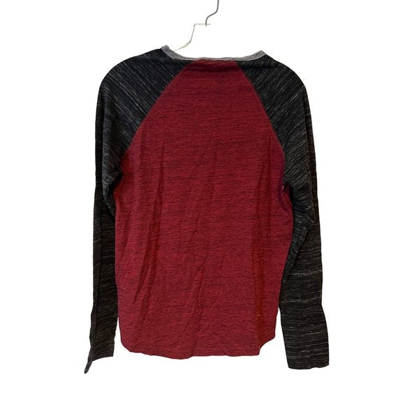 Dvision Henley T Shirt Mens Small Long Sleeve Burgandy Black 1/4 Button Up - Picture 7 of 10